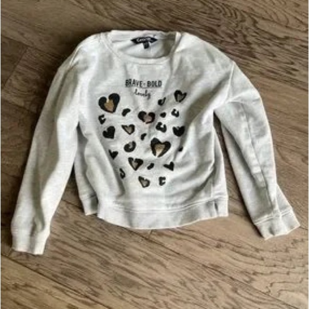 Girls' Cream Heart Print Sweatshirt - Brave Bold Lovely